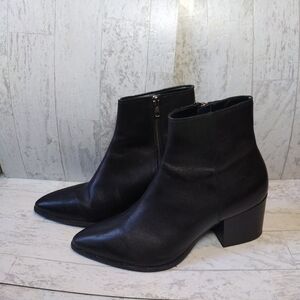 ASOS Boots Men's 9 Casual Side Zip Block Heels Ankle Bootie Black Leather